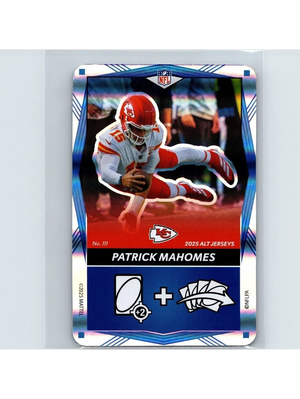 2025 Mattel UNO Alt Jerseys - Patrick Mahomes #111 - Blue Foil - KC Chiefs